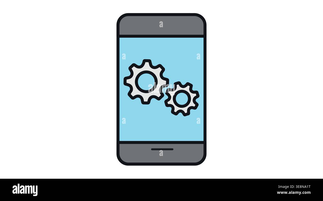 Smartphone settings and mobile optimization icon Stock Vector