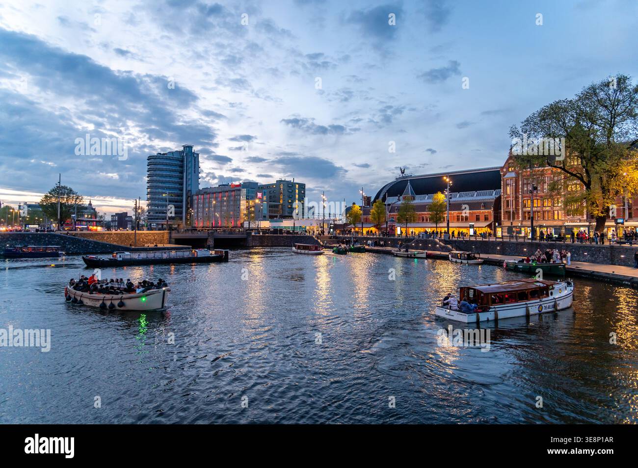 Amsterdam in the evening, Netherlands Stock Photo