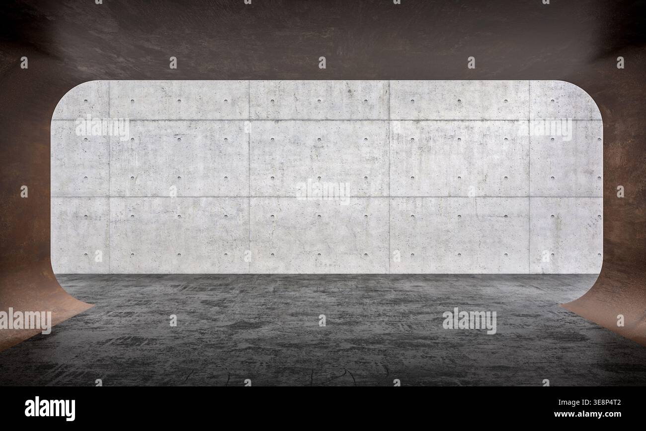 3d Empty room showcasing concrete wall Stock Photo
