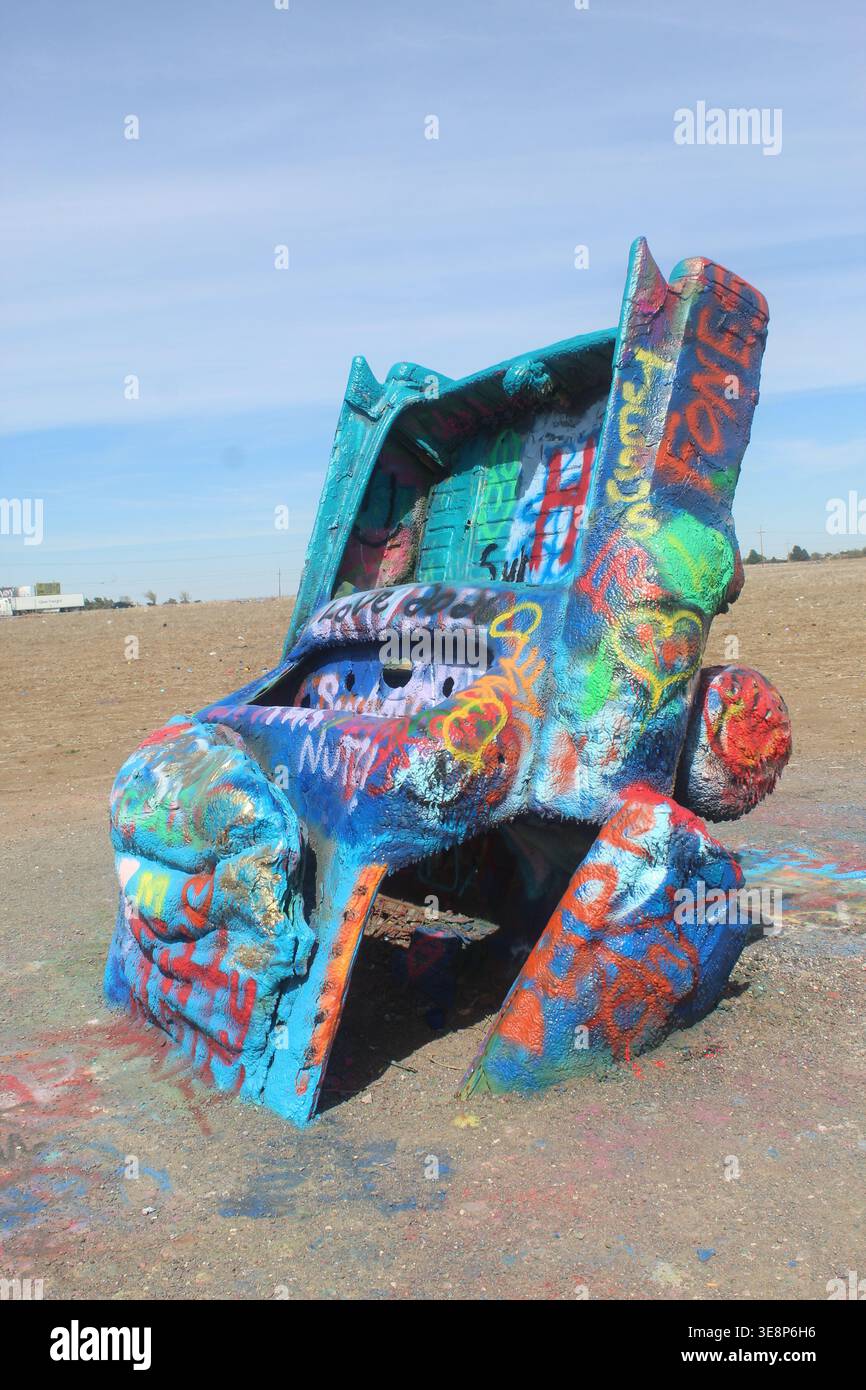 Cadillac Ranch on Route 66 The Mother Road Stock Photo - Alamy