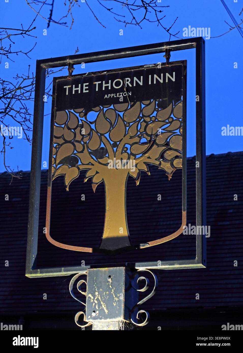 The Thorn Inn sign - Appleton Thorn. Stock Photo