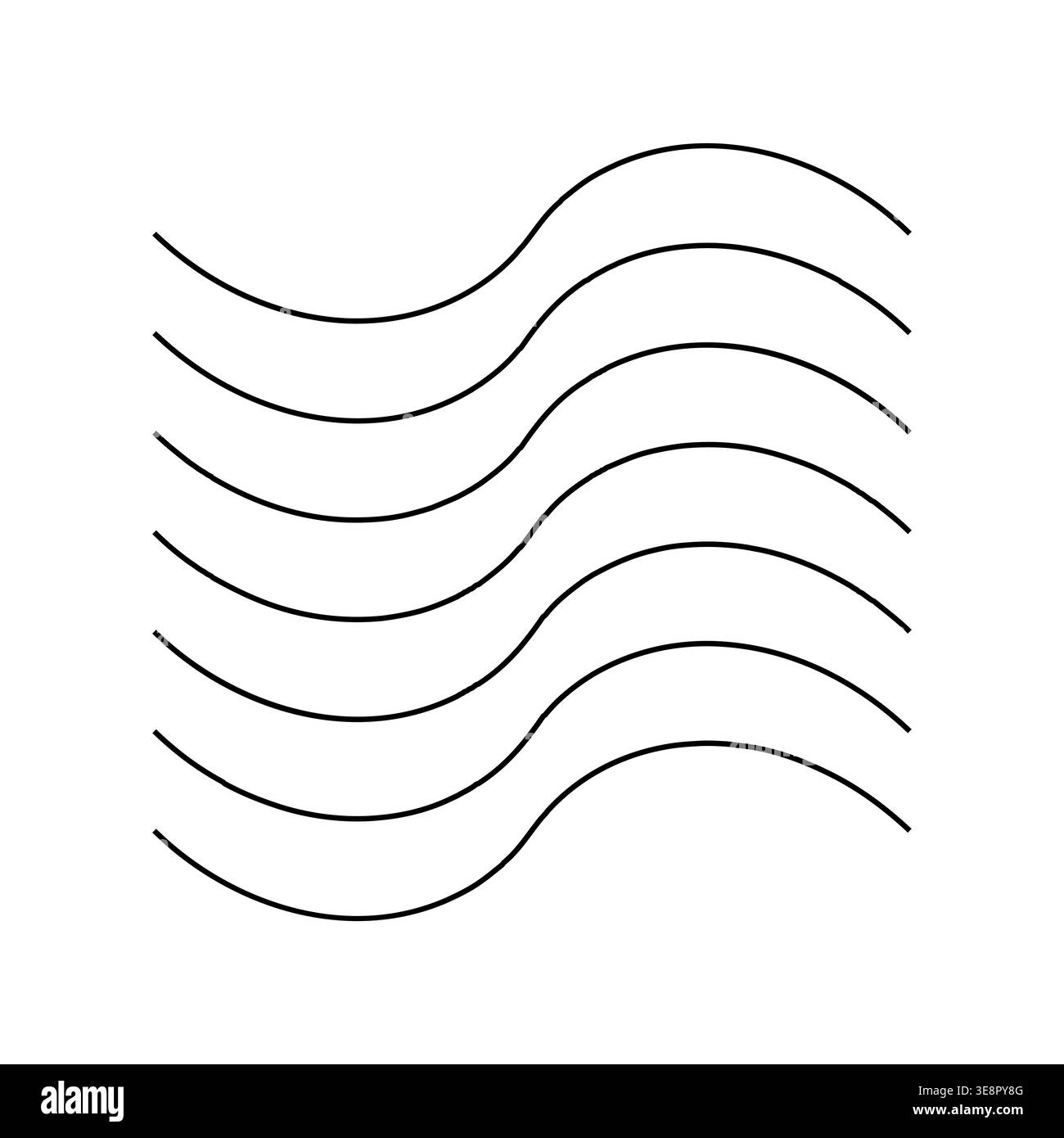 Wavy line set. Parallel flow Vector. Ocean wave symbol. Fluid motion pattern. Stock Vector