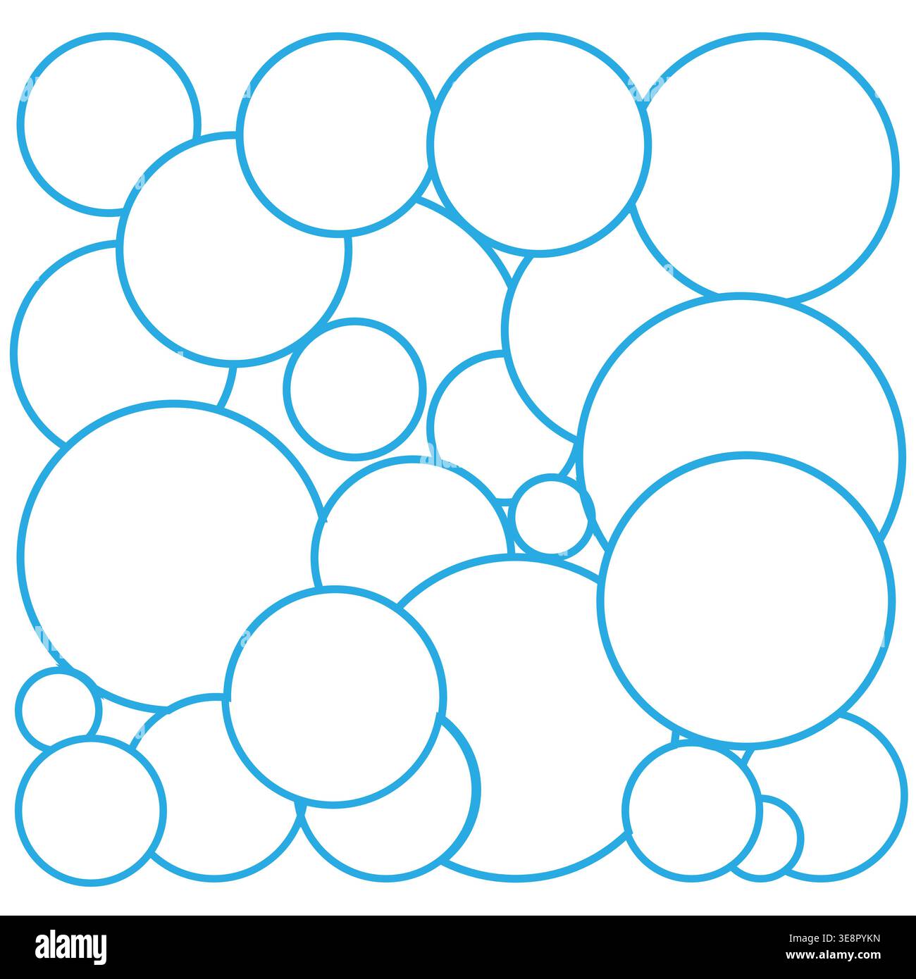 Transparent blue circles set. Simple round shapes Vector. Soft background pattern detail. Overlapping bubble ring layout. Stock Vector