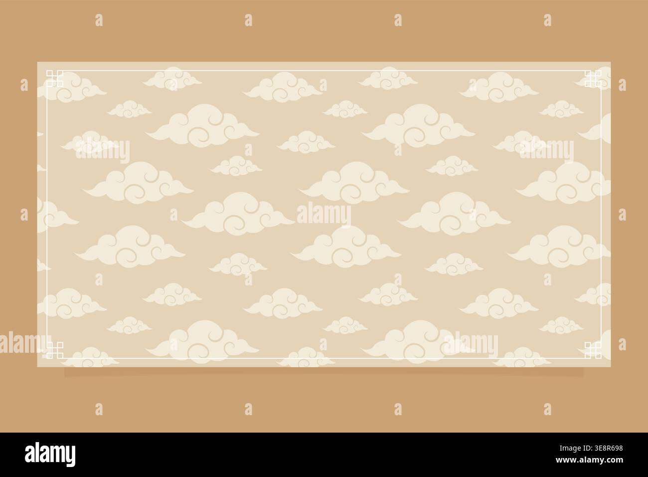 Blank oriental frame with cloud pattern vector illustration. Stock Vector