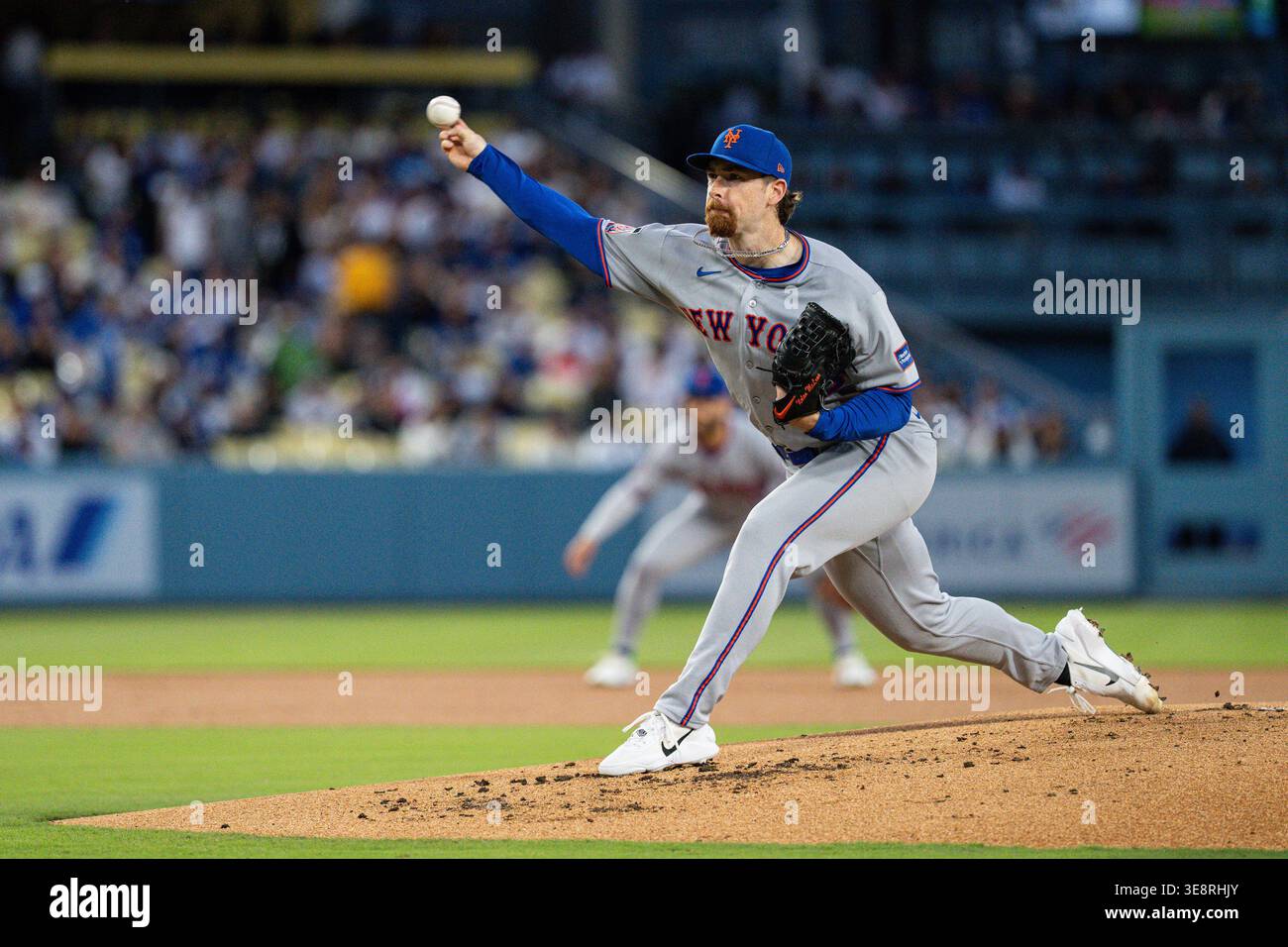 New York Mets pitcher Nolan McLean (26) throws during a MLB game ...