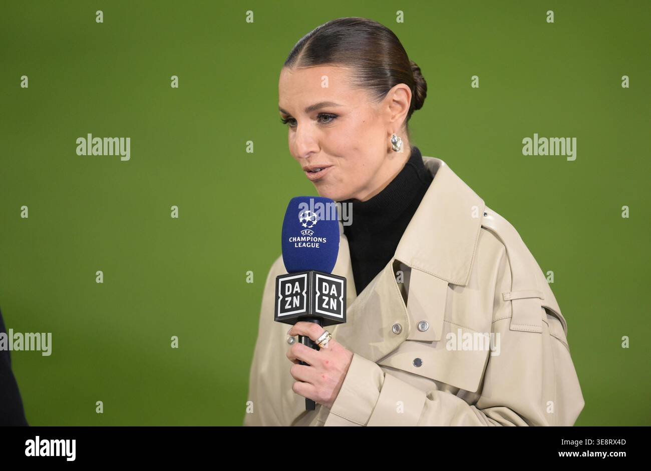 Moderator Laura Wontorra (DAZN) Munich, April 15, 2026, Football, UEFA ...