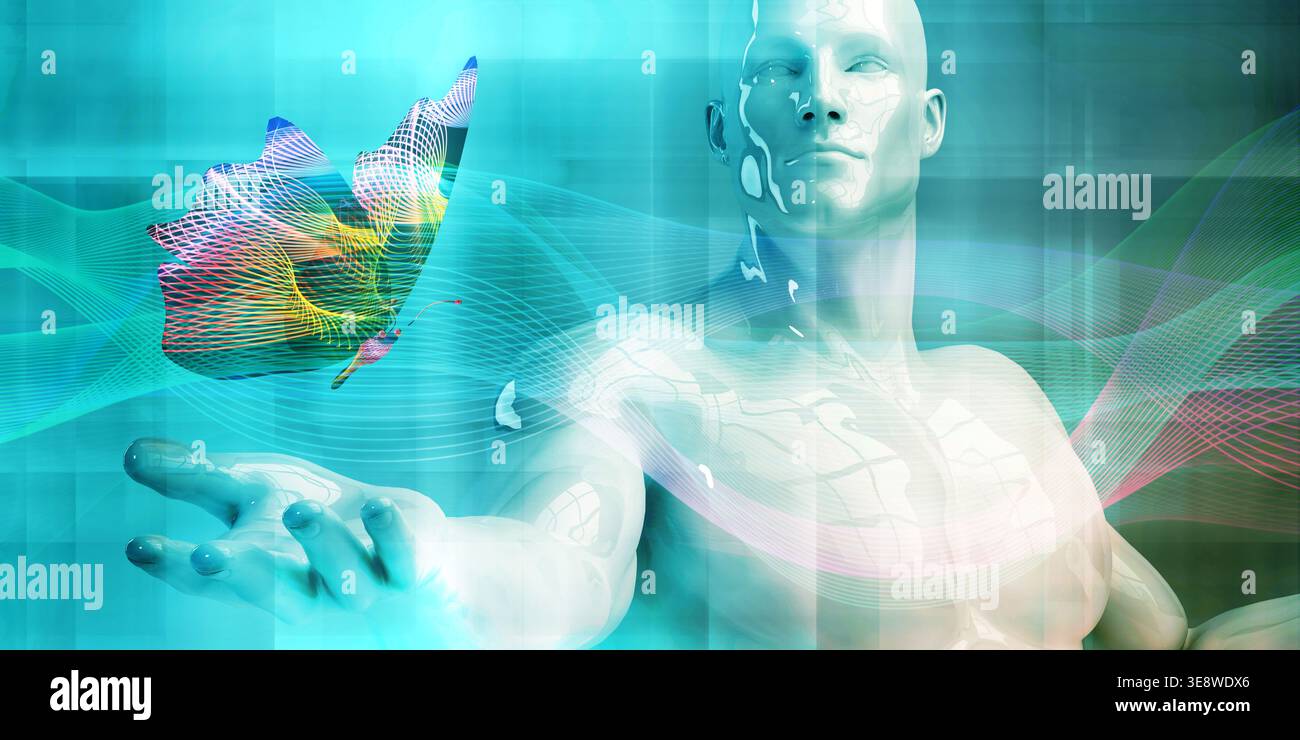Human Integration Framework Presenting Sustainable Future Vision Stock Photo