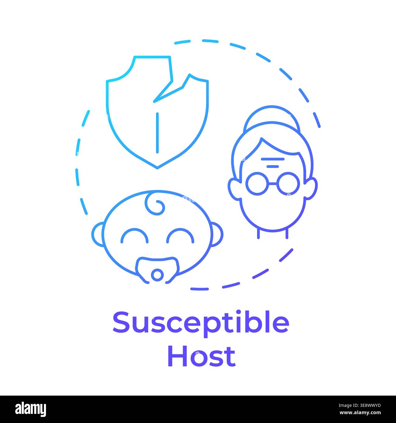 Susceptible host blue gradient concept icon Stock Vector