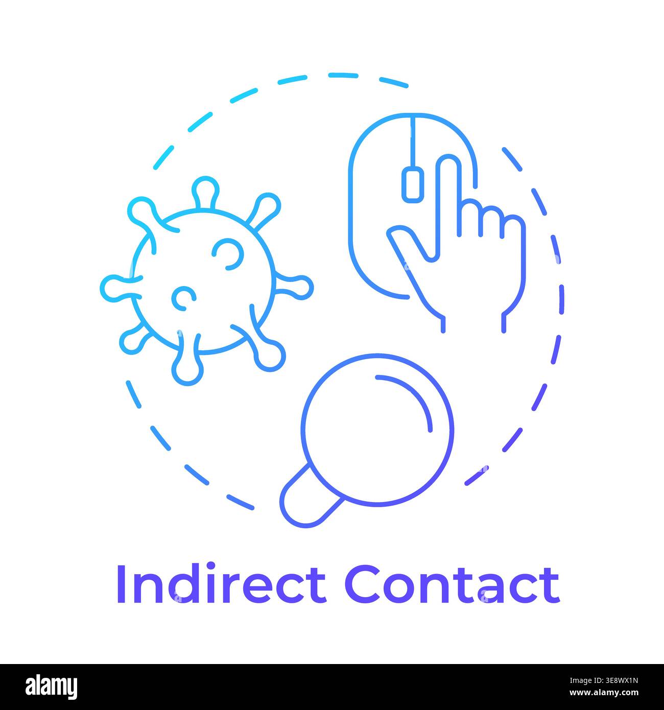 Indirect contact blue gradient concept icon Stock Vector