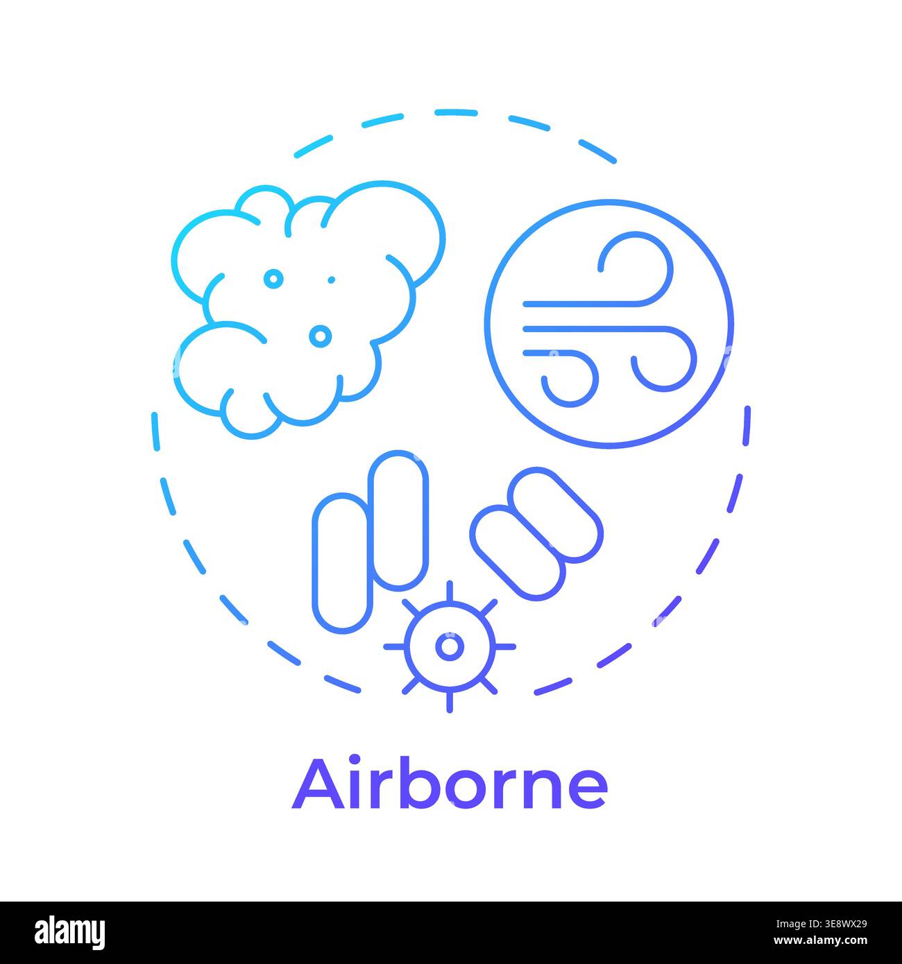 Airborne blue gradient concept icon Stock Vector