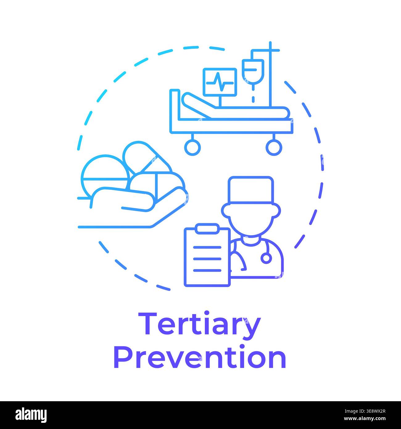 Tertiary prevention blue gradient concept icon Stock Vector