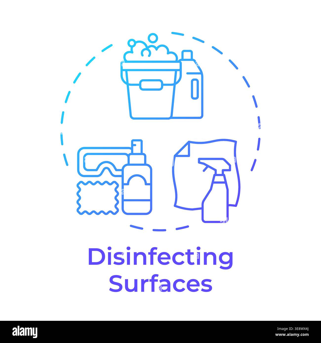 Disinfecting surfaces blue gradient concept icon Stock Vector