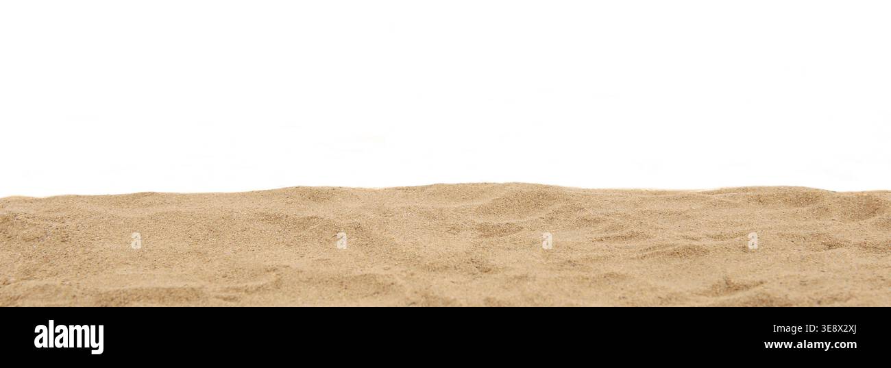 Sand dune isolated on white background. Nature sand beach texture. Stock Photo