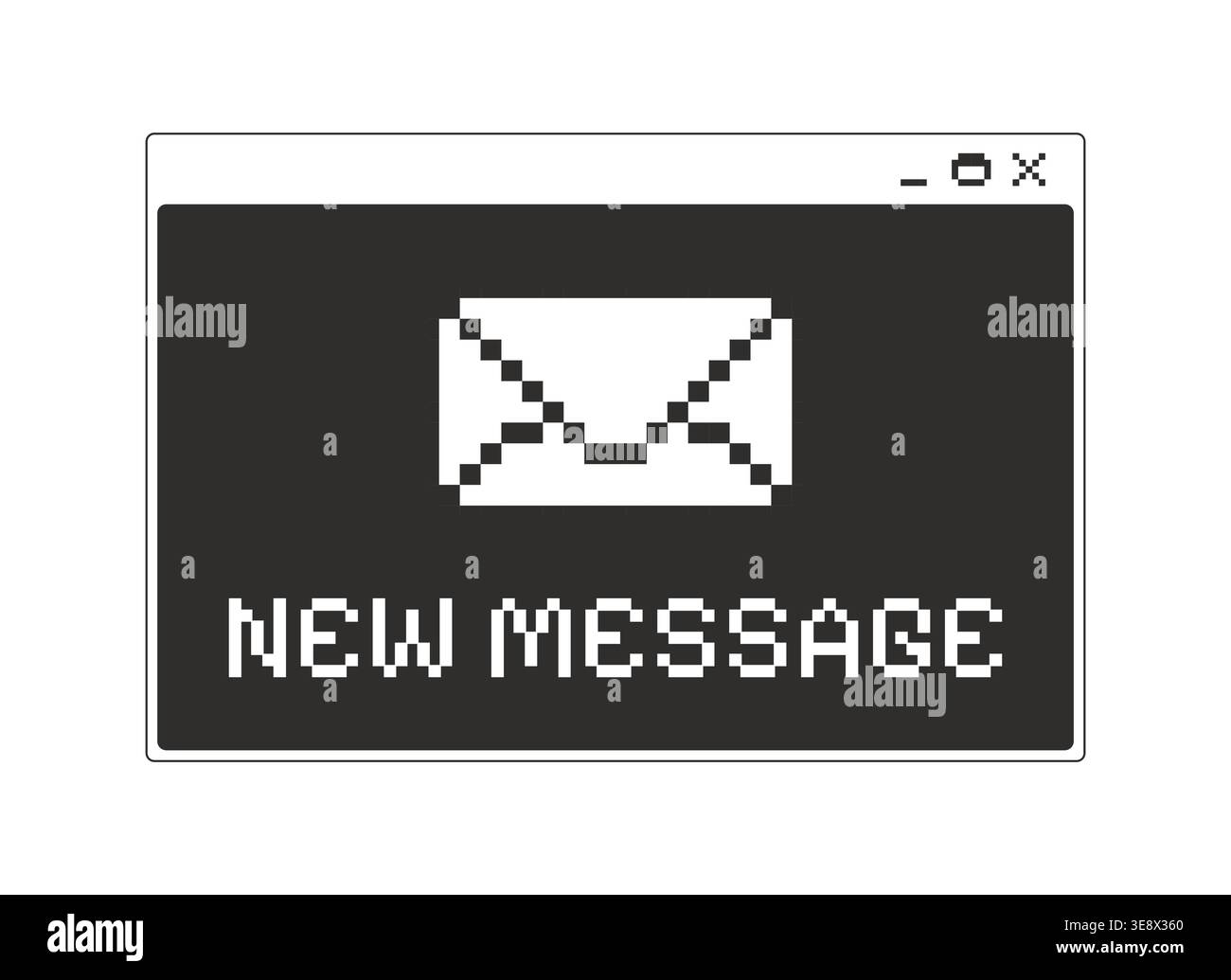 New message notification monochrome pixel pop-up window Stock Vector