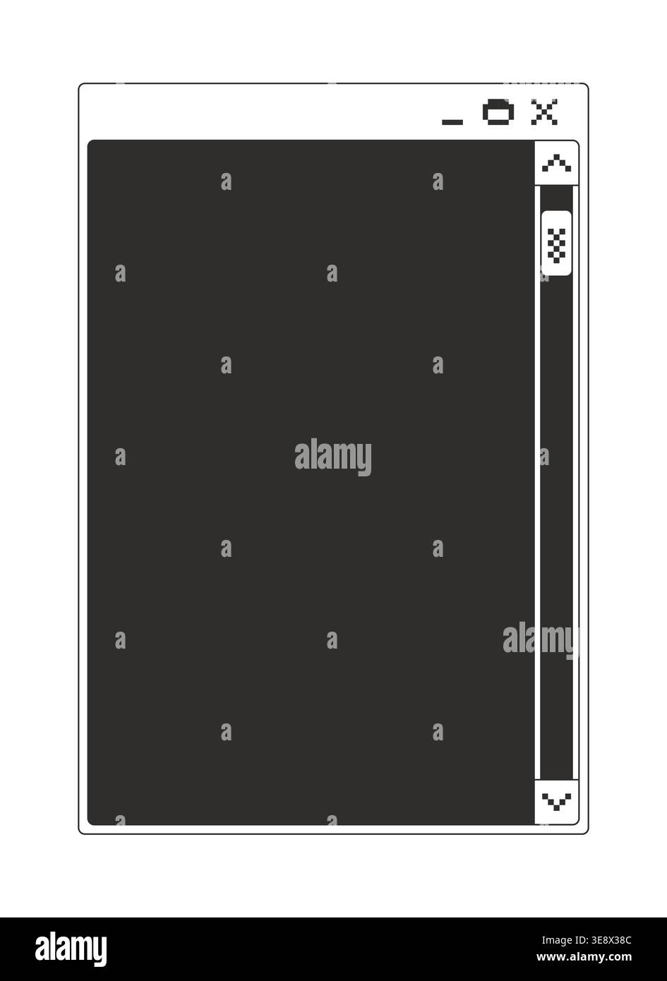 Scrollbar navigation blank monochrome pixel pop-up window Stock Vector
