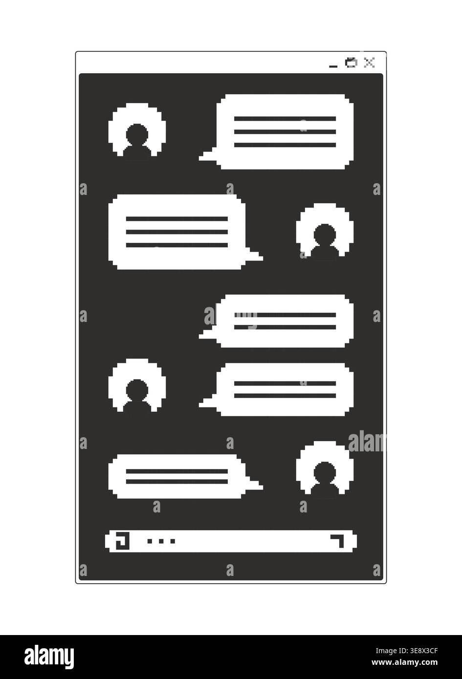Chat conversation monochrome pixel pop-up window Stock Vector