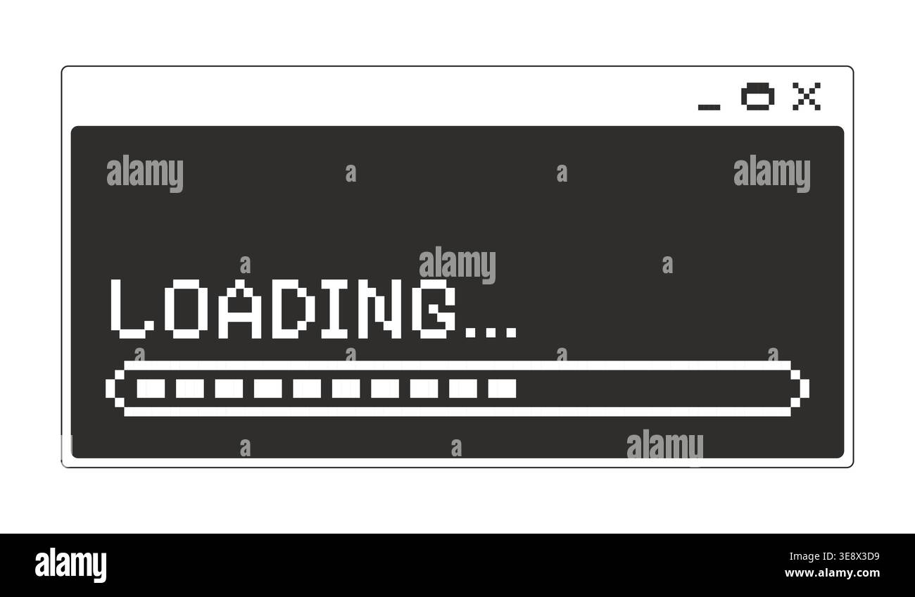 Loading bar process monochrome pixel pop-up window Stock Vector