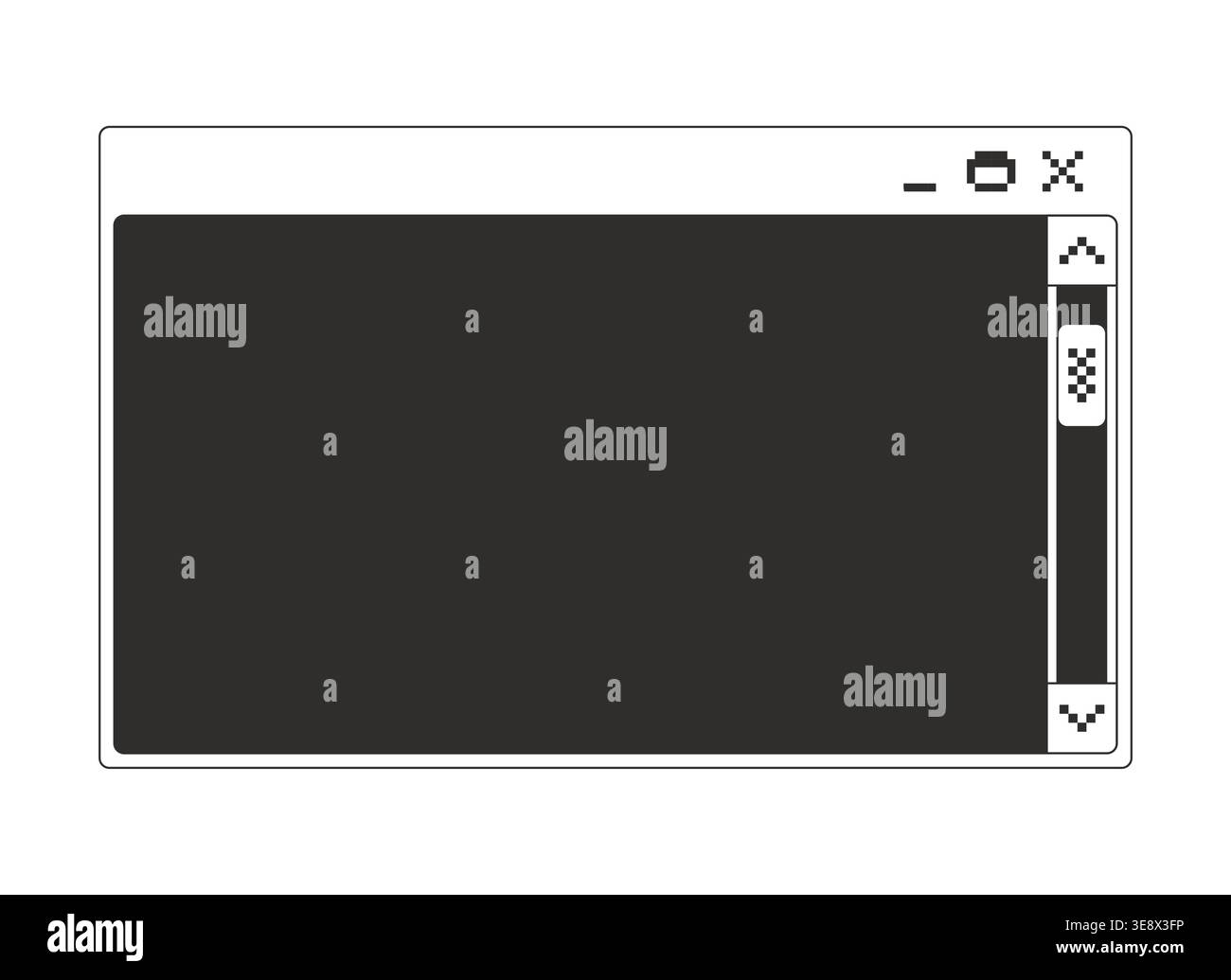 Clean dialog box with vertical scroll bar monochrome pixel pop-up window Stock Vector