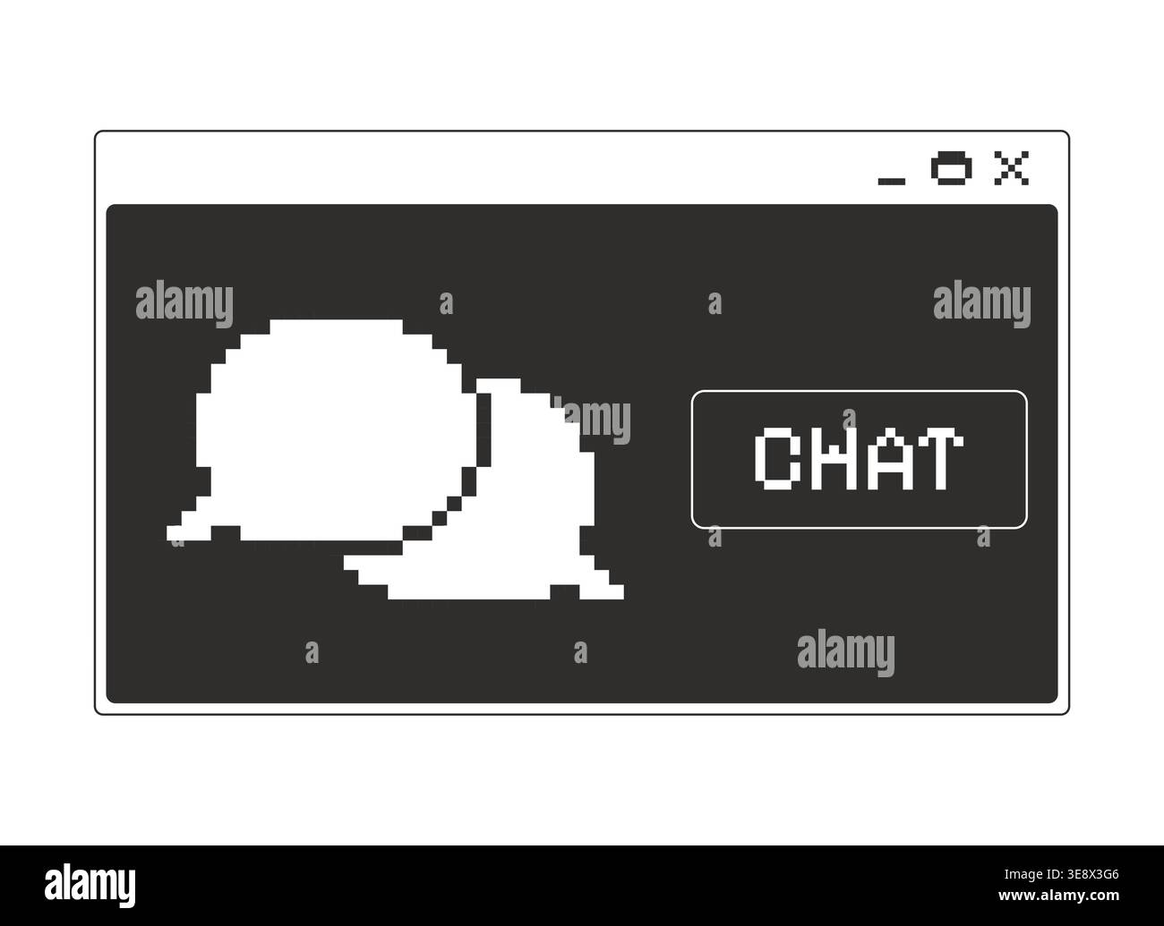 Chat message monochrome pixel pop-up window Stock Vector