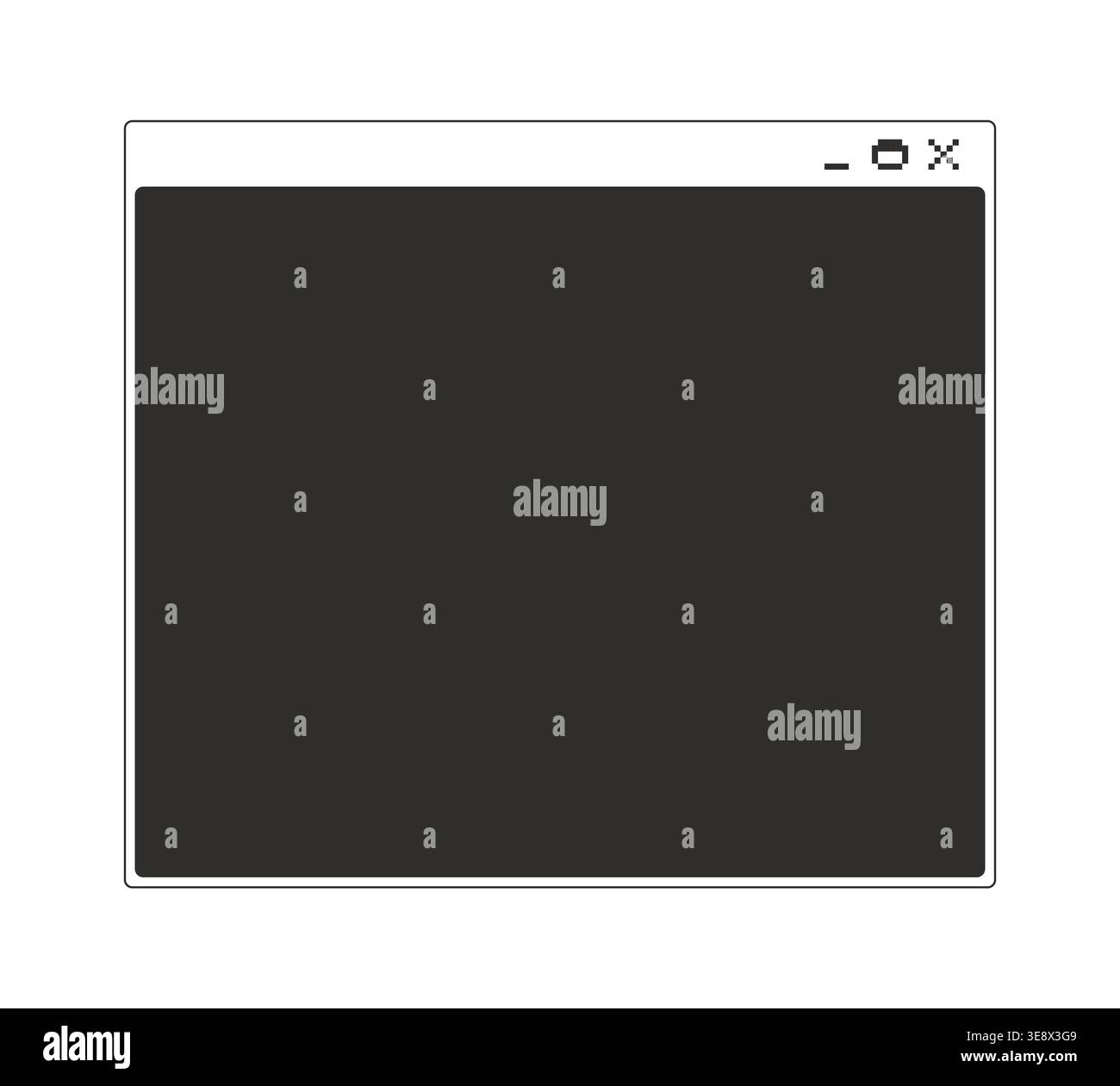 Empty application monochrome pixel pop-up window Stock Vector