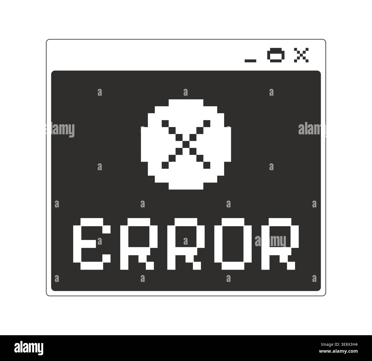 Error notification monochrome pixel pop-up window Stock Vector