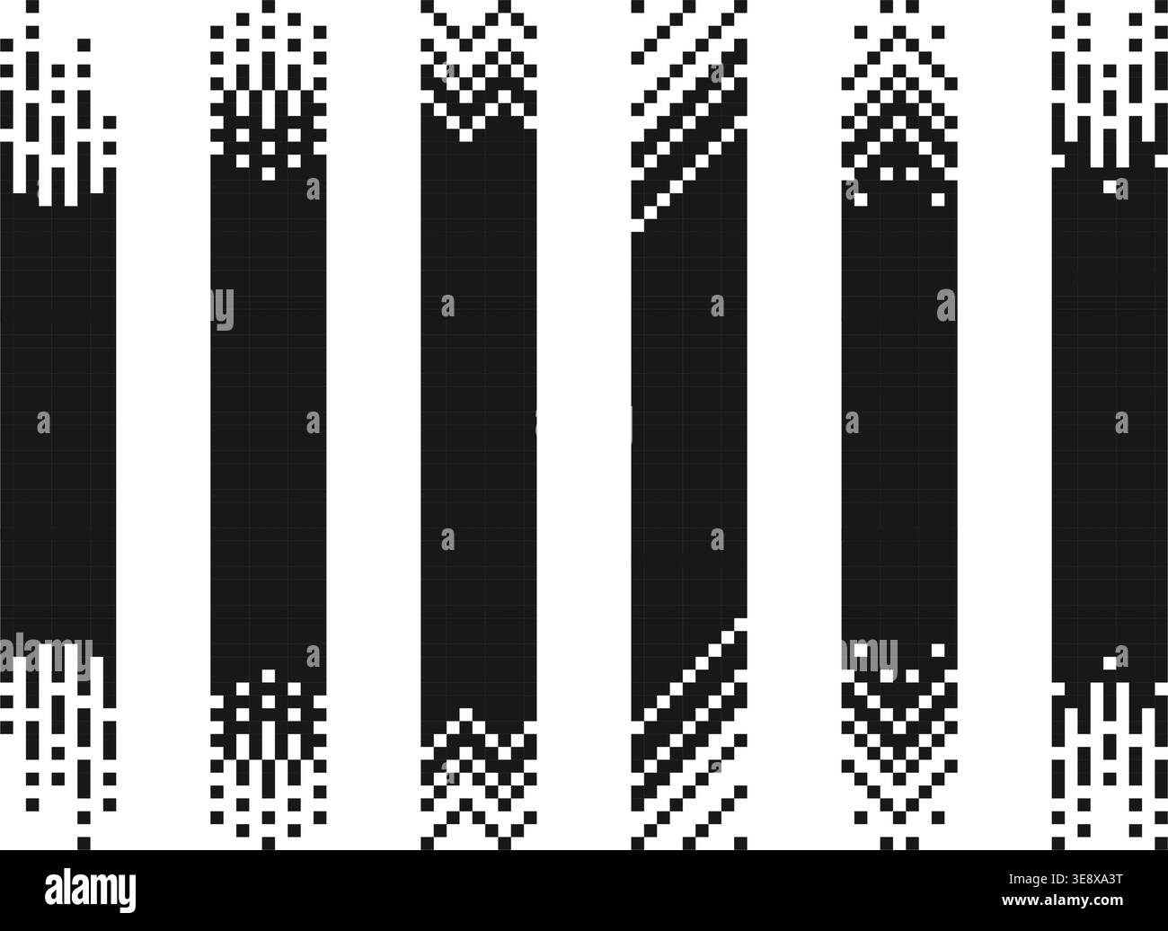 Pixel rectangle header. Pixel gradient title set. Stripe geometric mosaic banner. Abstract game digital pattern. Web simple title shape. Vector Stock Vector
