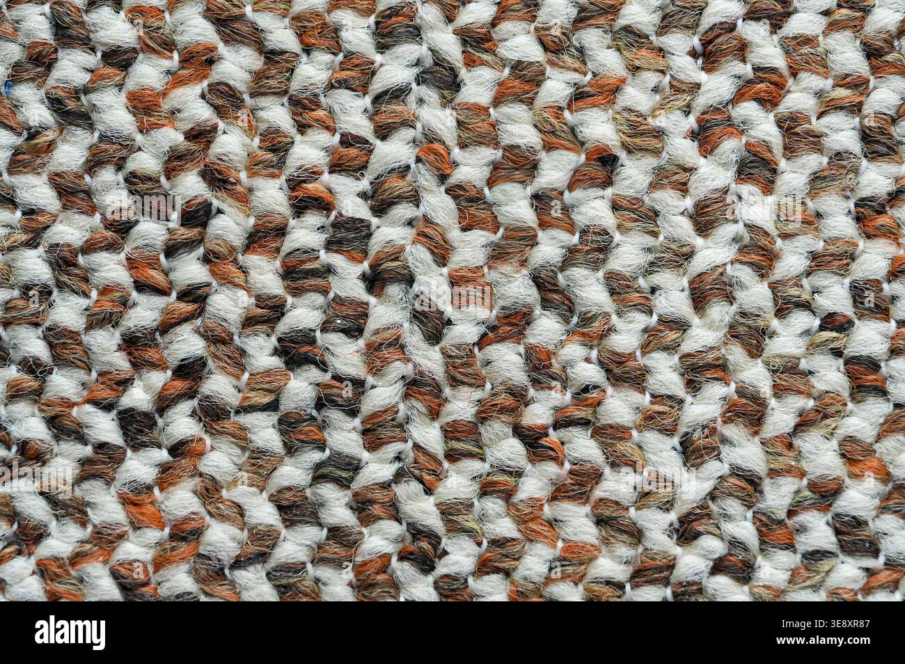 Knitted woolen texture. Knitted woolen background. Close-up. Stock Photo
