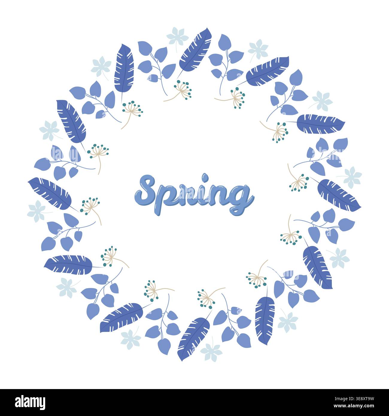 Spring Floral Wreath Blue Stock Vector