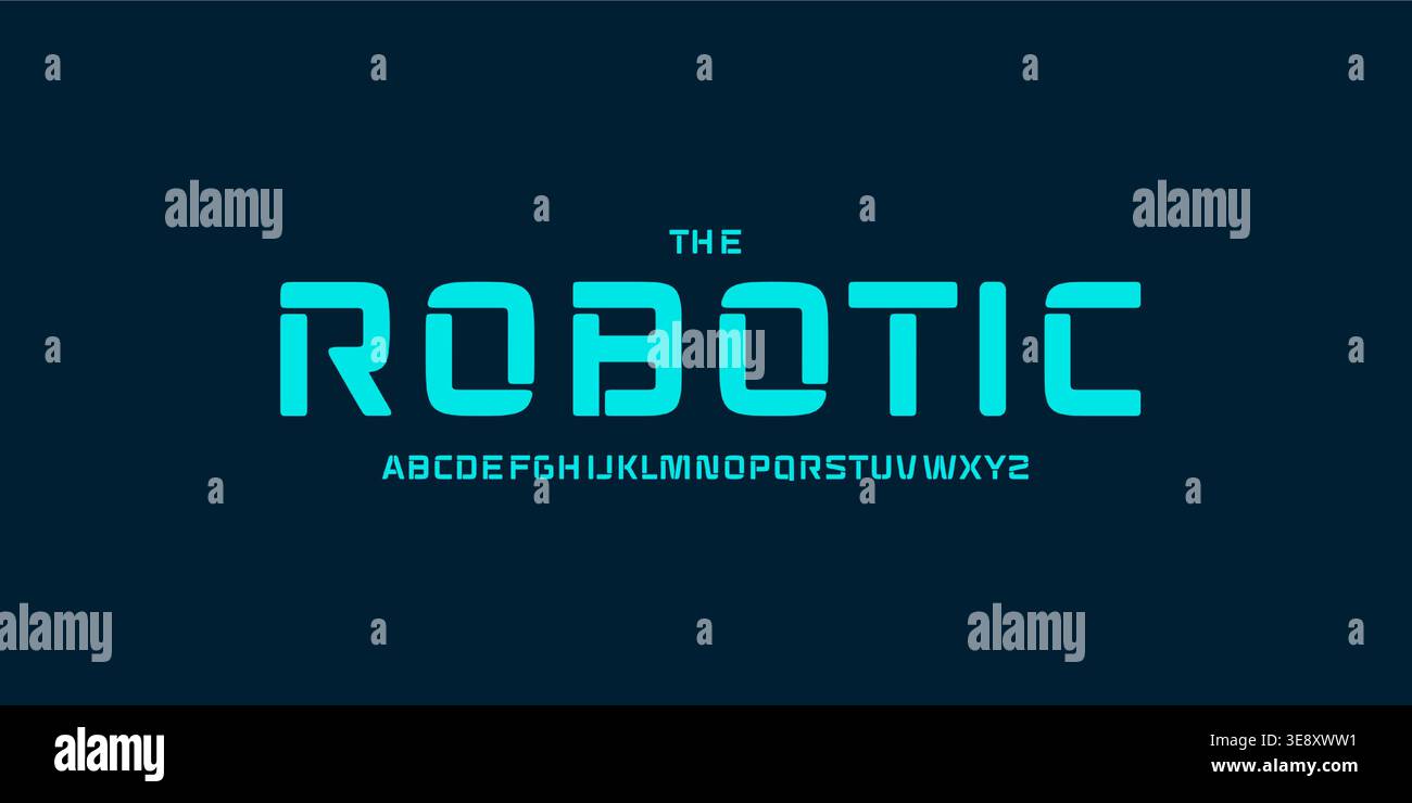Bold geometric alphabet, futuristic minimal sans serif lettering ...