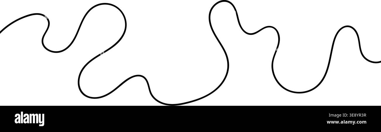 Continuous squiggle cable line creating abstract wavy vector illustration with flowing squiggles. Stock Vector