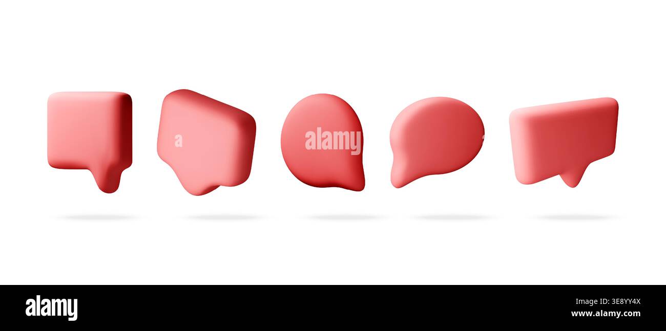 Red 3d speech bubble icons collection Stock Vector