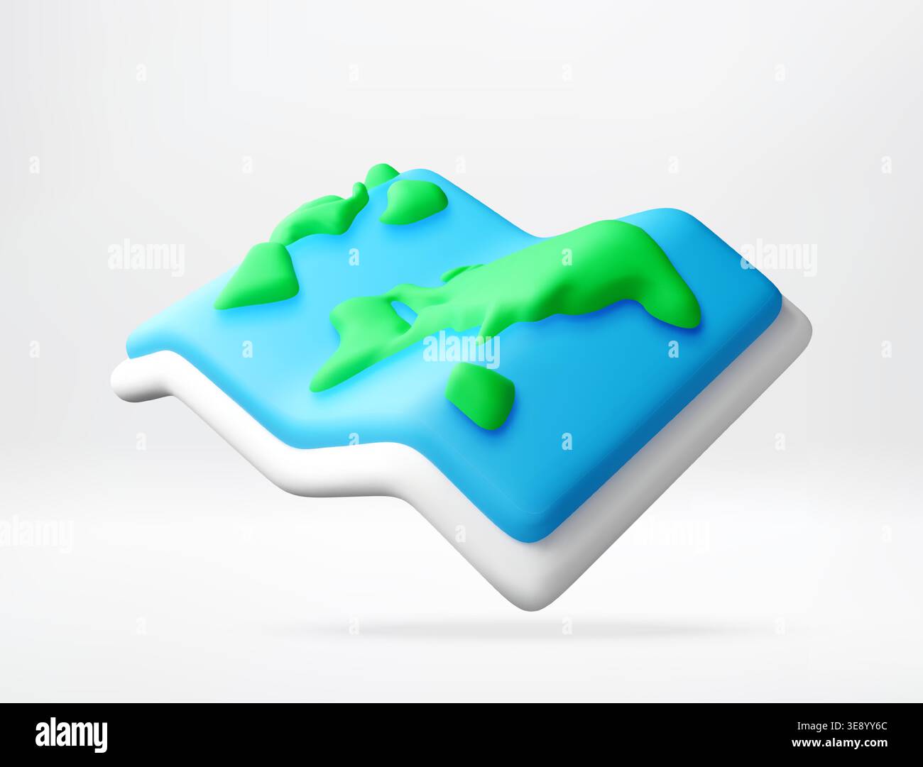 3d world map with green continents and blue ocean Stock Vector