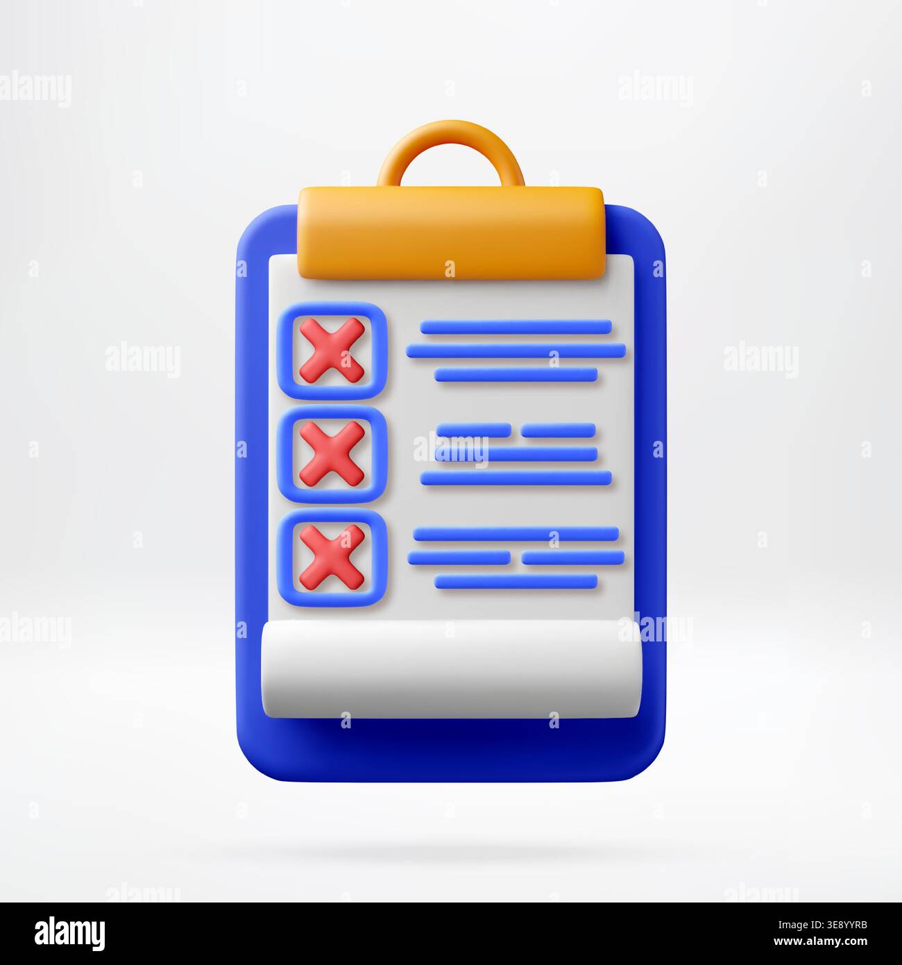 3D Clipboard with multiple red cross marks Stock Vector