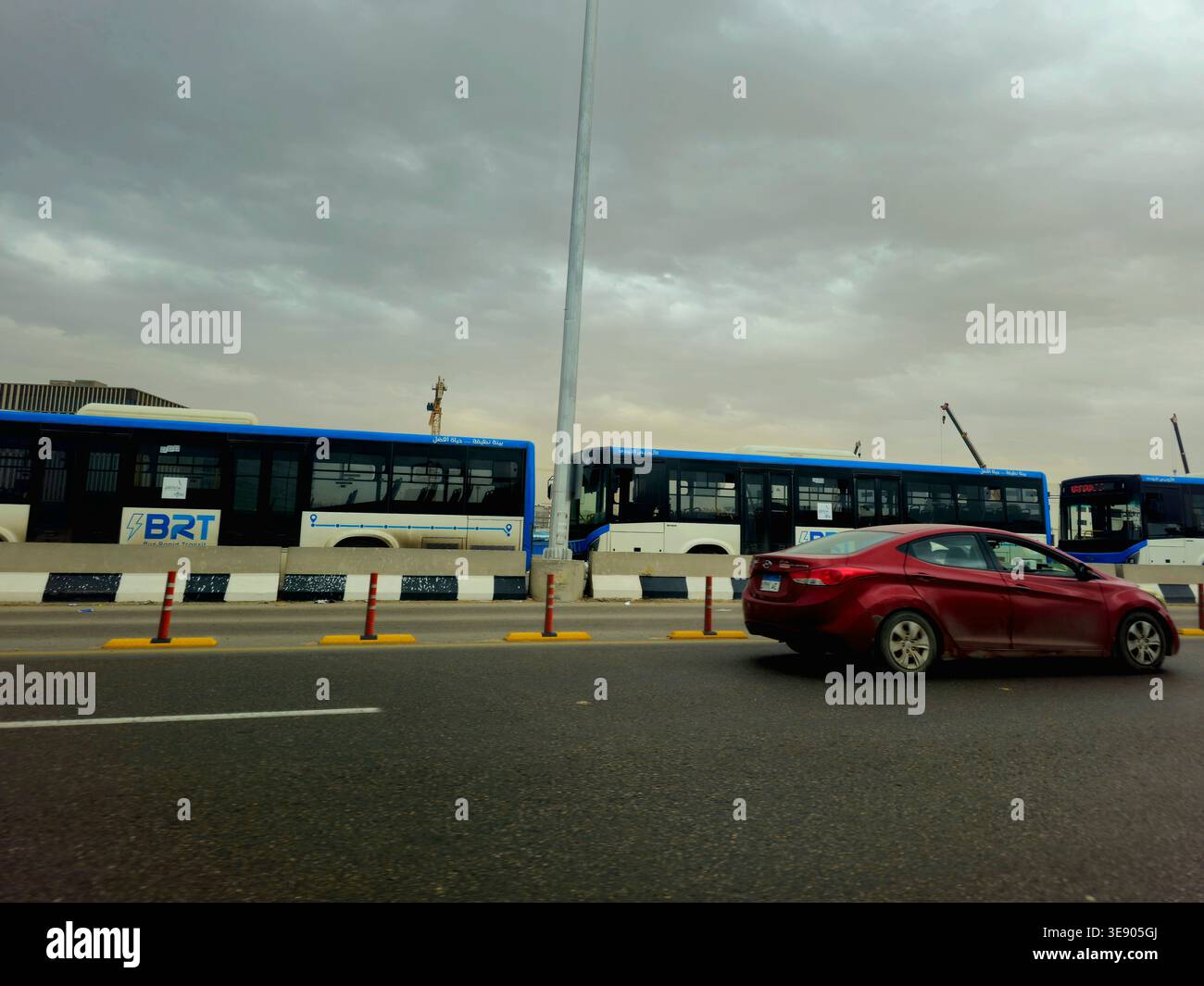 Cairo, Egypt, April 1 2026: Line of BRT Buses, The Bus Rapid Transit ...