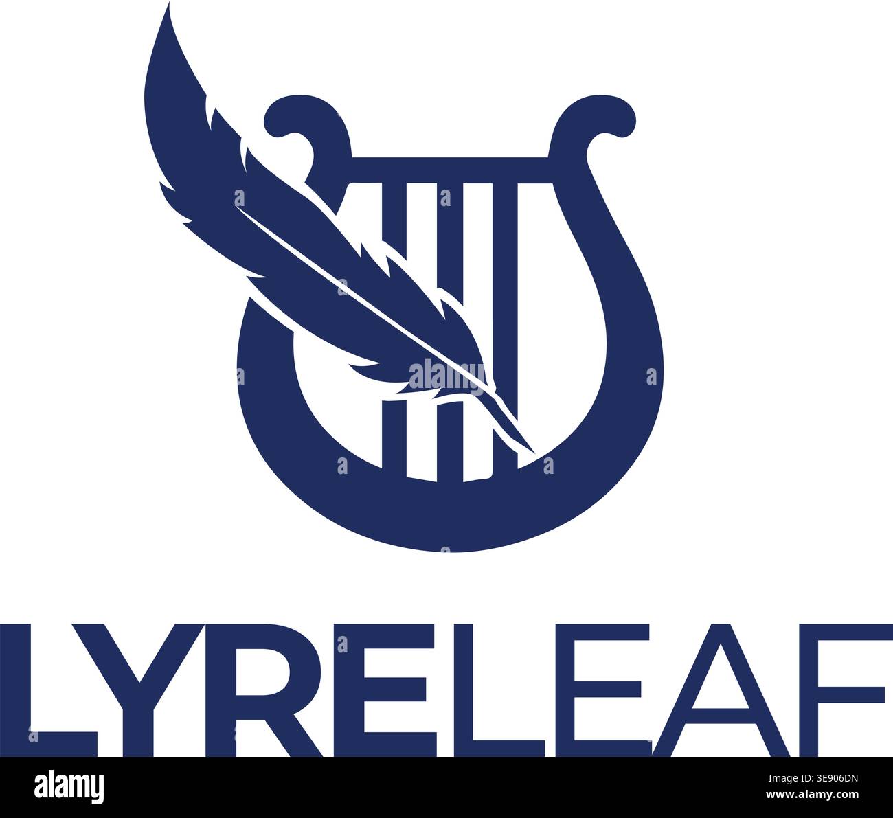 Elegant lyre and feather logo Stock Vector