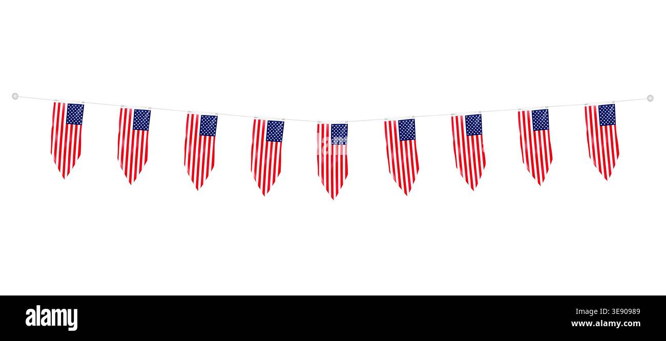 Flag of USA pennant banner garland. Hanging textile US American flags ...