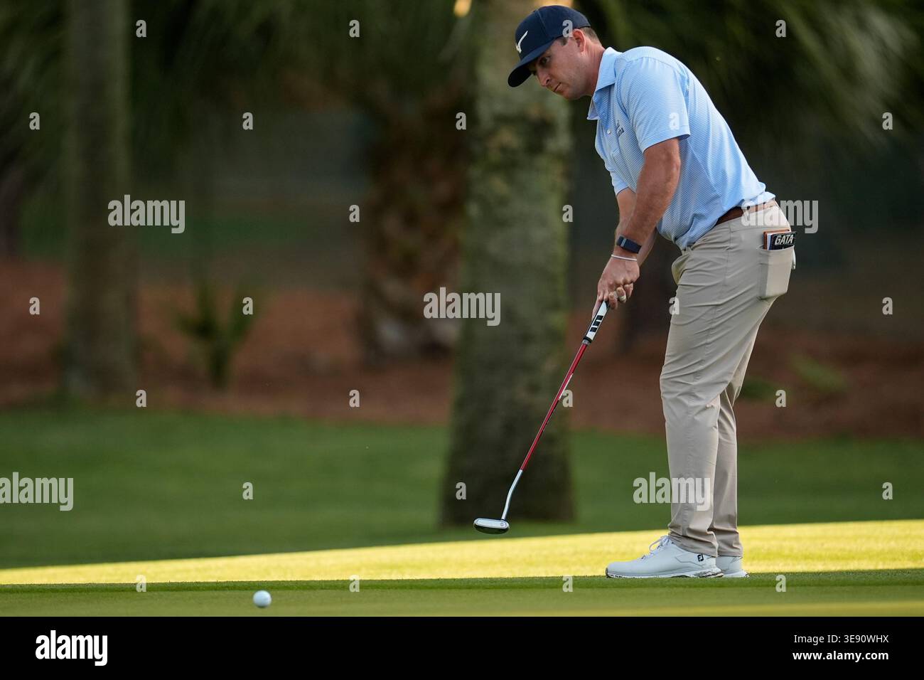 Steven Fisk putts on the second green during the first round at the RBC ...