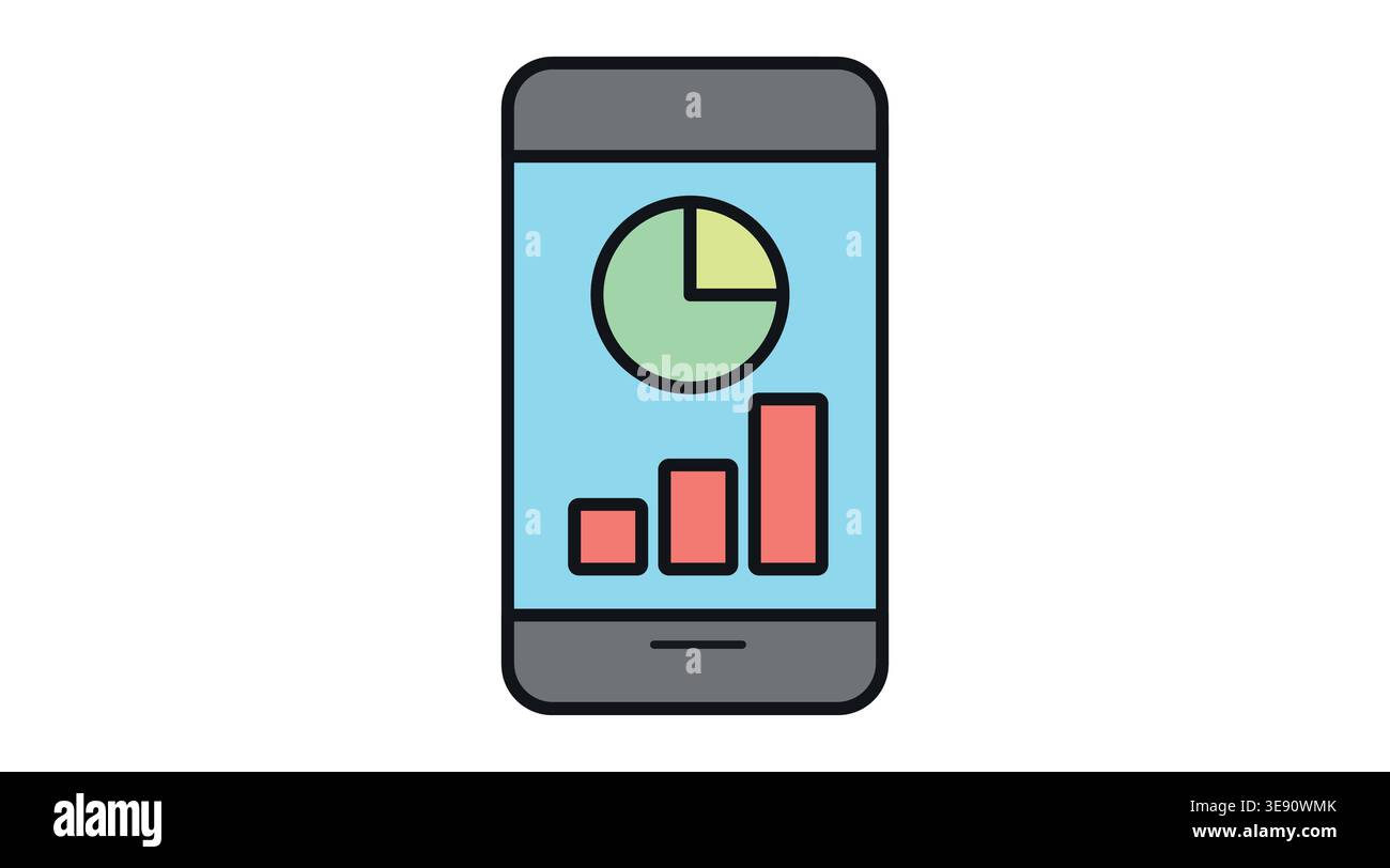 Smartphone data analytics icon Stock Vector