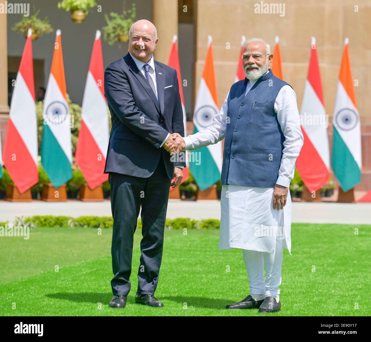 NEW DELHI, INDIA - APRIL 16: Prime Minister Narendra Modi shakes hand ...