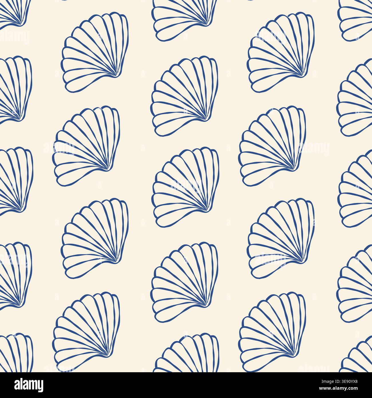 Blue shells pattern on soft beige background Stock Vector