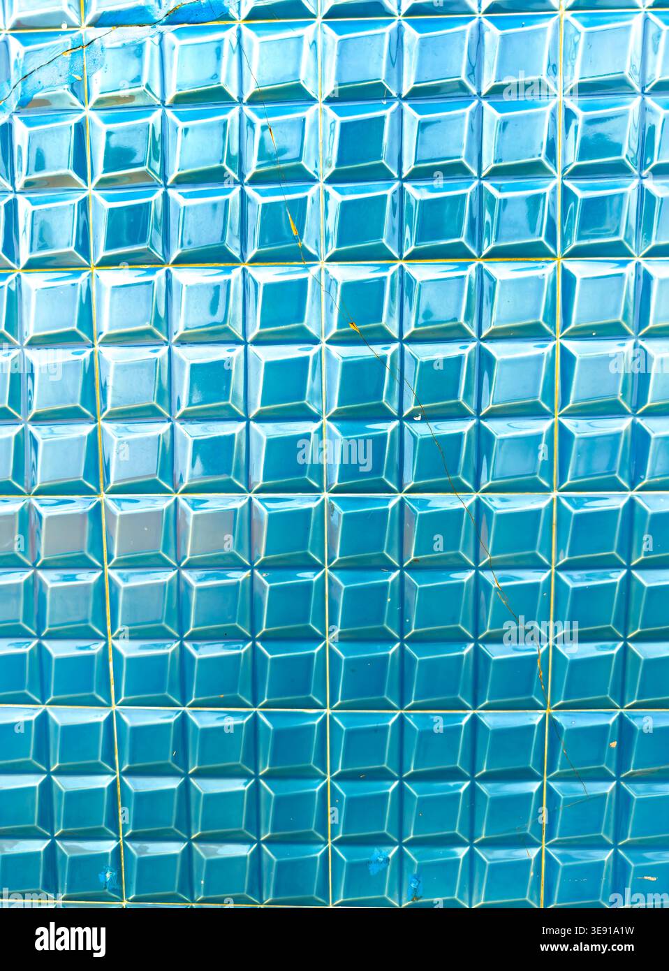 Full frame high angle view of traditional blue diamond pattern ceramic tiles on a Portuguese building exterior lagos algarve Portugal Stock Photo
