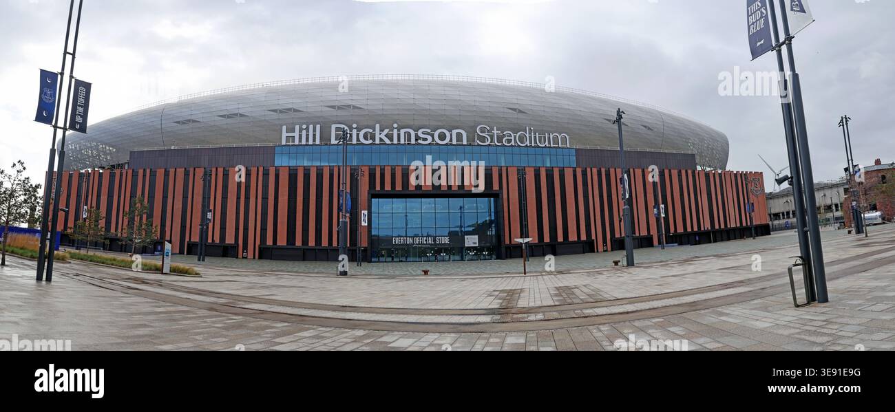 Hill Dickinson Stadium, Everton FC’s new dockside home at Bramley-Moore Dock on Liverpool’s waterfront. Stock Photo