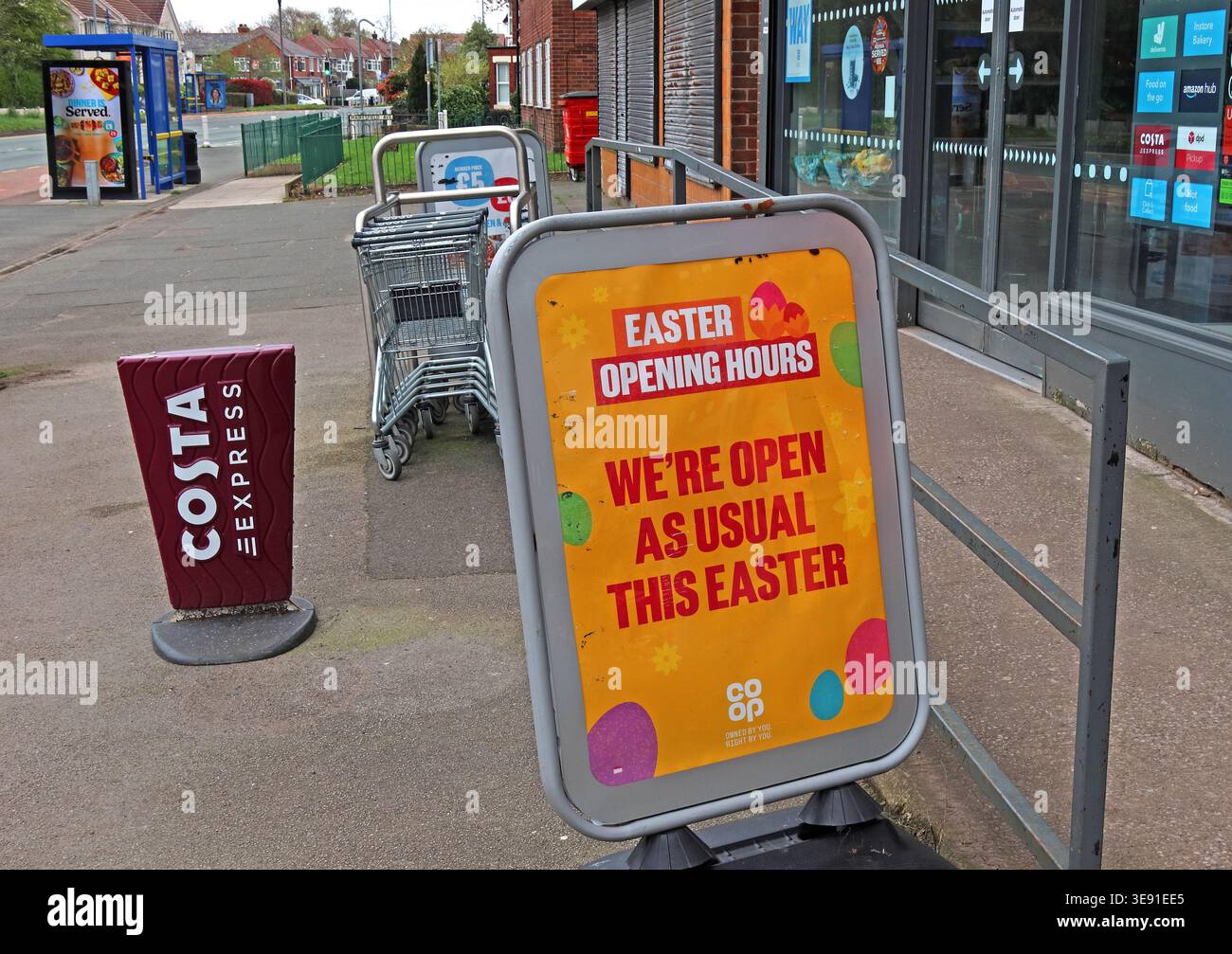Co-op opening fully over Easter religious holiday Stock Photo
