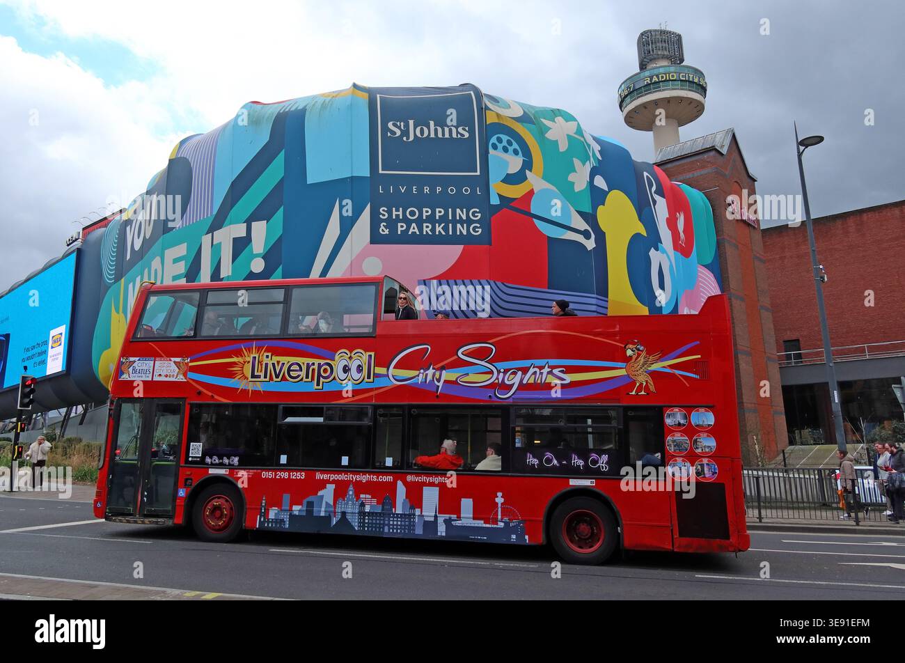 Liverpool Tour Bus Stock Photo