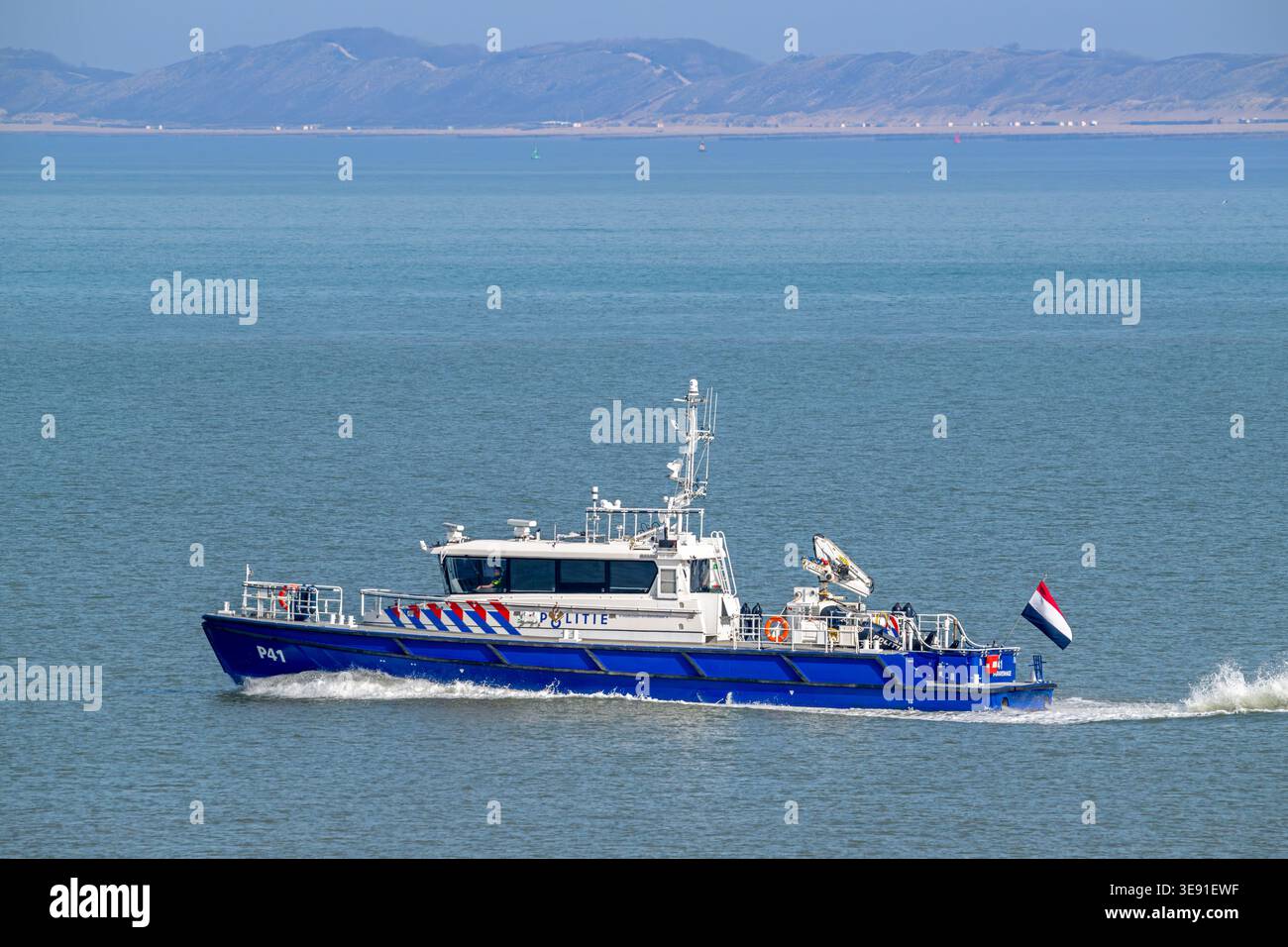 Dutch police patrol boat P41 's-Gravenhage deployed for police duties, surveillance and conduct patrols and ship inspections on the water, Netherlands Stock Photo