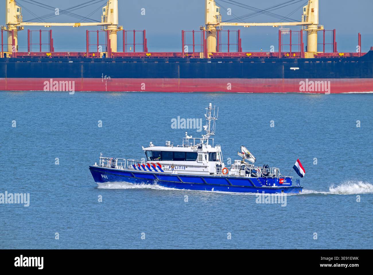 Dutch police patrol boat P41 's-Gravenhage deployed for police duties, surveillance and conduct patrols and ship inspections on the water, Netherlands Stock Photo