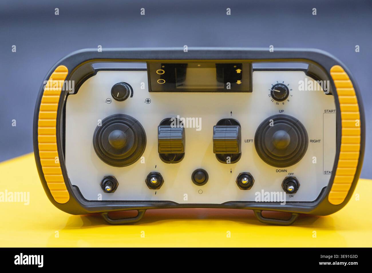 Wireless Rugged Remote Control Unit for Construction Machine Operation Stock Photo