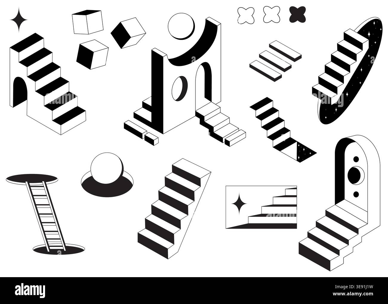 Strange shapes on black Stock Vector Images - Alamy