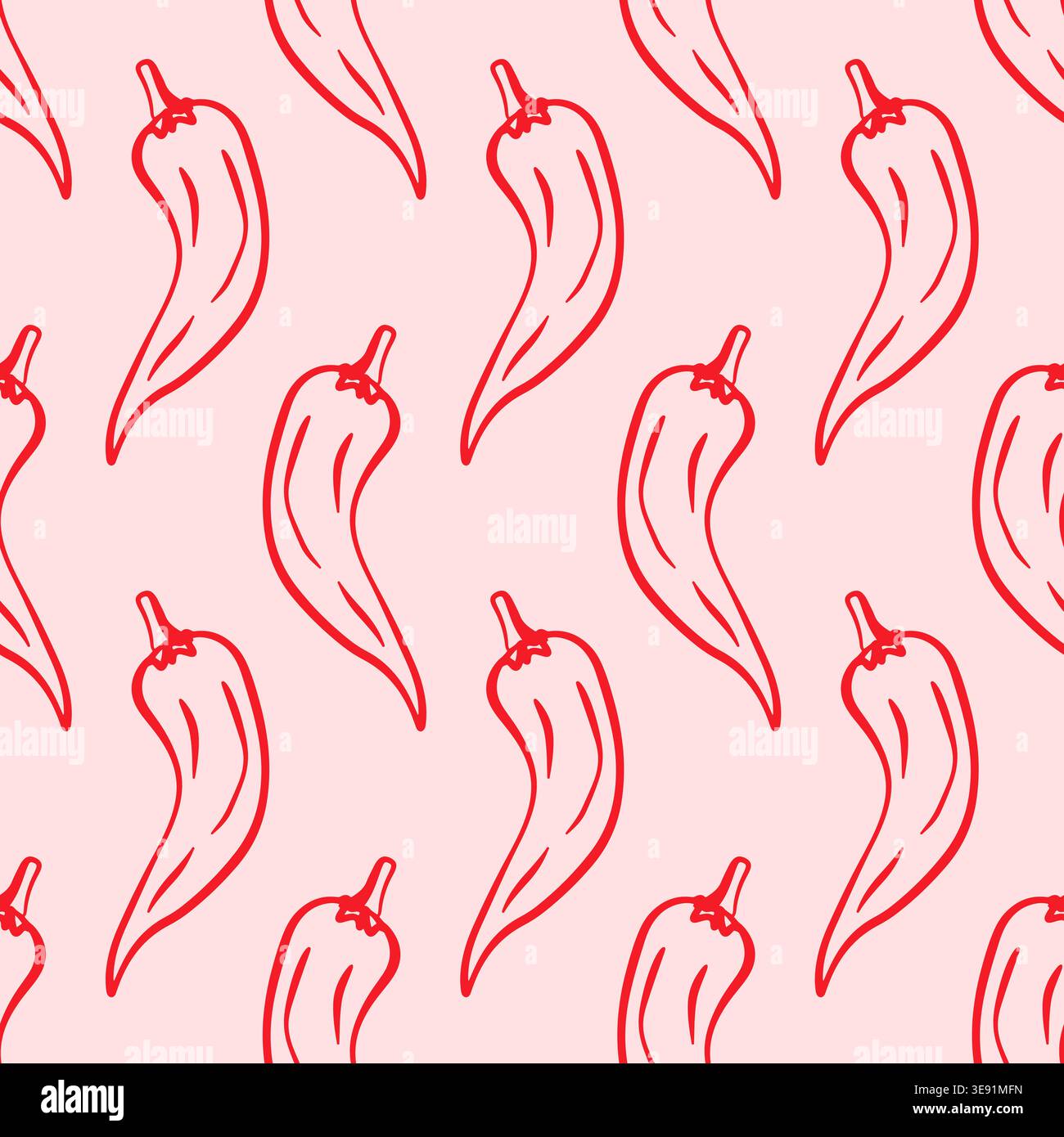 Seamless chili pepper pattern vector background Stock Vector