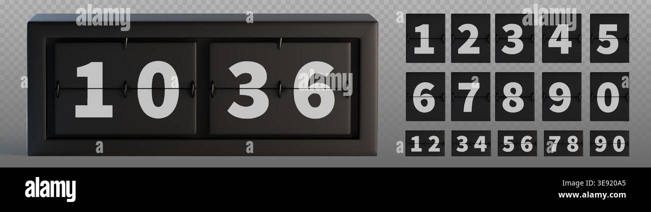 Time Digits Mechanical flip clock display with countdown numbers and timer digits ...
